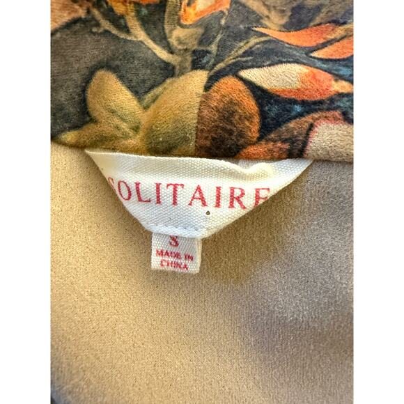 Solitaire by Ravi Khosla Floral Faux Suede Waterfall Drape Jacket Boho S - Picture 3 of 7